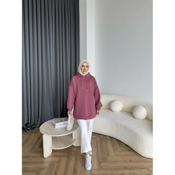 Lidya 3 İplik Sweat - Vişne