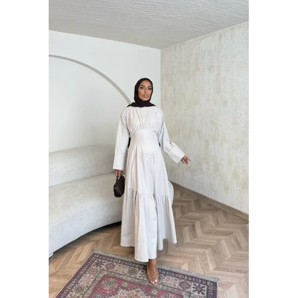 Linen Elbise - Bej