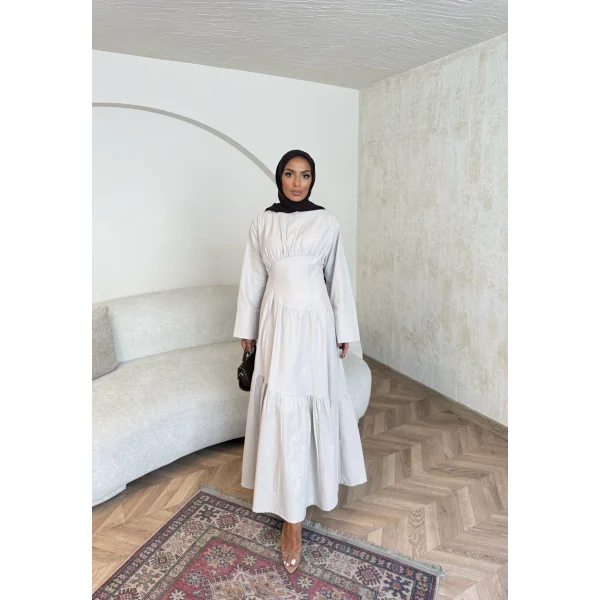 Linen Elbise - Bej