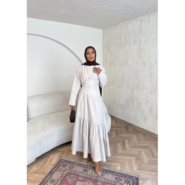 Linen Elbise - Bej
