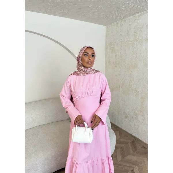 Linen Elbise - Pembe