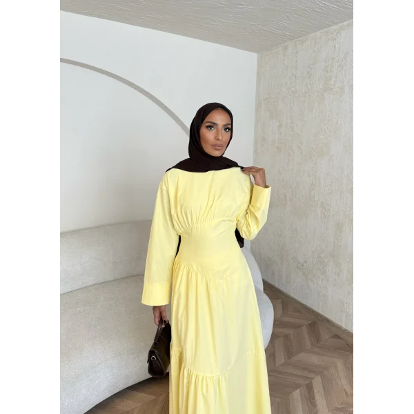 Linen Elbise - Sarı