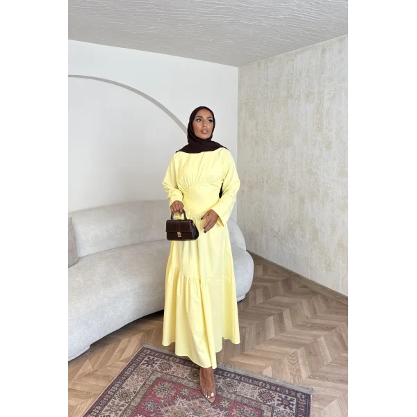 Linen Elbise - Sarı