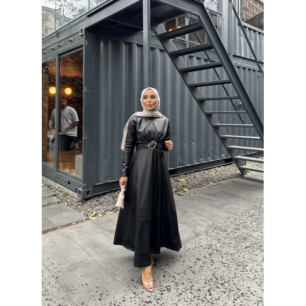 Lolita Deri Elbise - Siyah