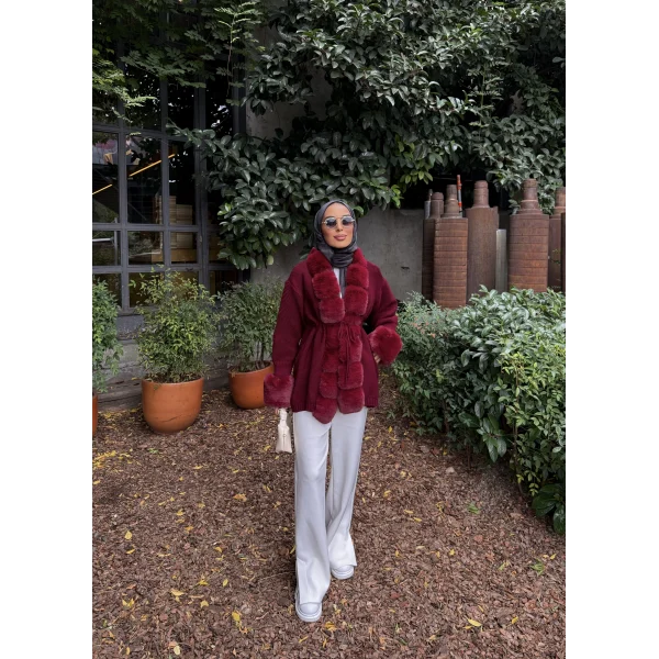 Luella Kürk Detaylı Hırka - Bordo
