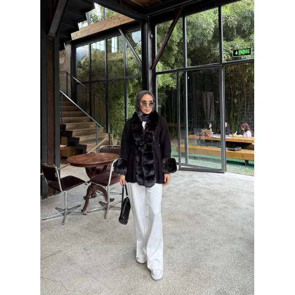 Luella Kürk Detaylı Hırka - Siyah