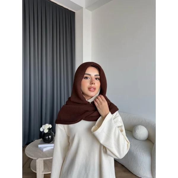 Mb - Balaklava Kapişonlu Bere - Acı Kahve