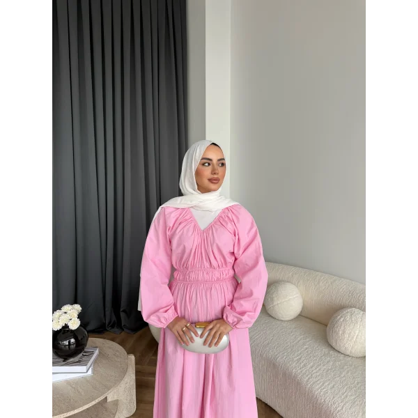 Milsa Lastikli Elbise - Pembe