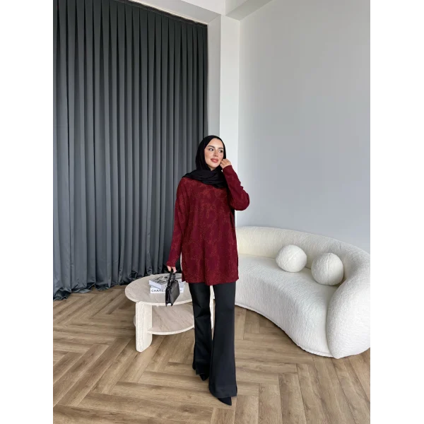 Miya Desenli Kazak - Bordo