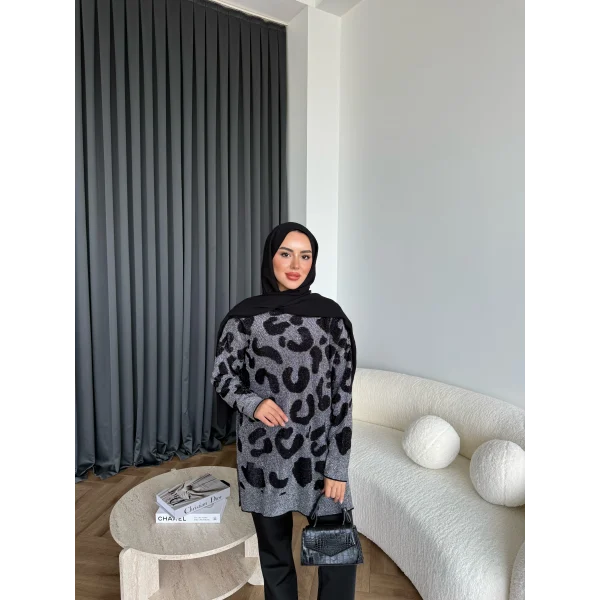 Miya Desenli Kazak - Siyah