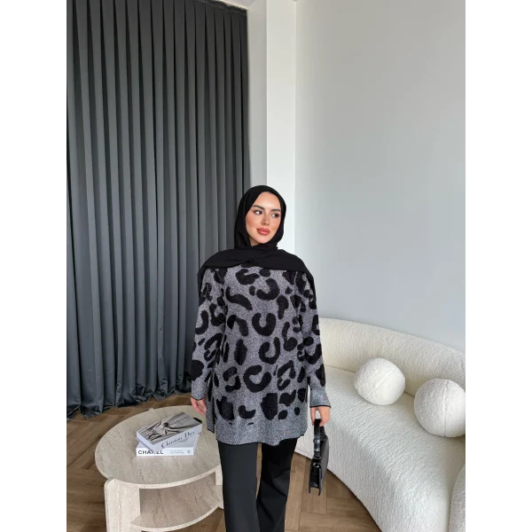 Miya Desenli Kazak - Siyah