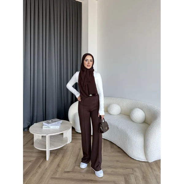 Oysh Kumaş Pantolon - Kahve