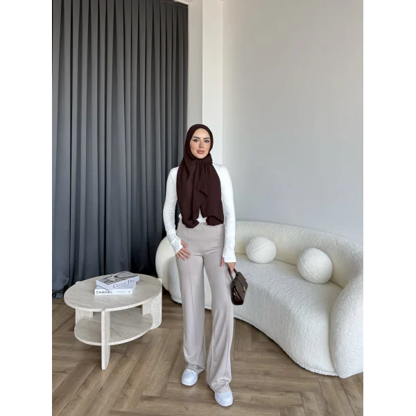 Oysh Kumaş Pantolon - Vizon