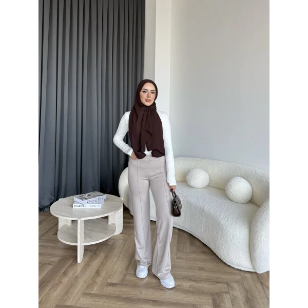 Oysh Kumaş Pantolon - Vizon