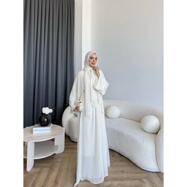 Pln - Arabic Şallı Abaya - Ekru