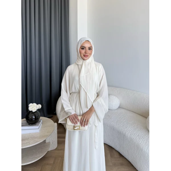 Pln - Arabic Şallı Abaya - Ekru
