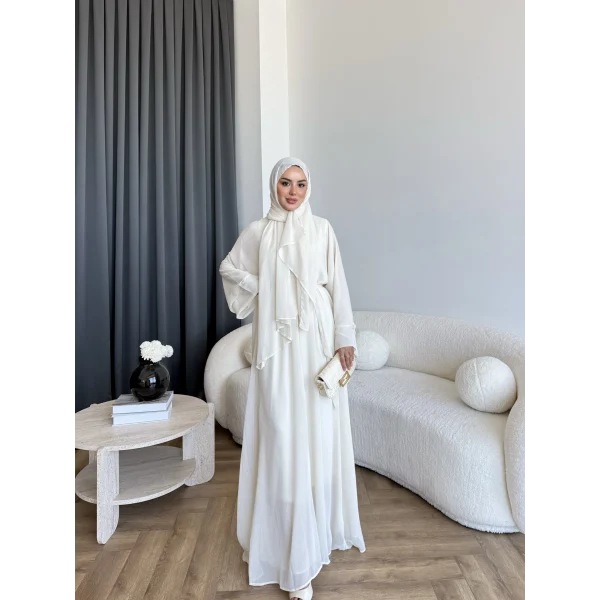 Pln - Arabic Şallı Abaya - Ekru