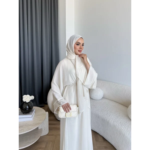 Pln - Arabic Şallı Abaya - Ekru