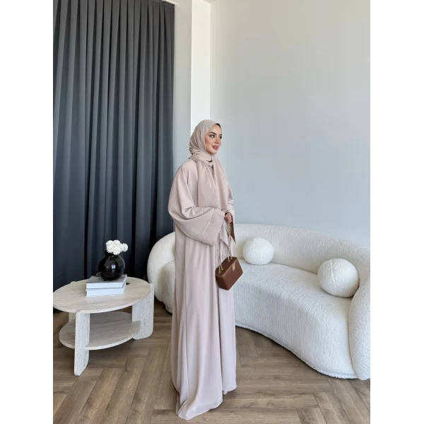 Pln - Arabic Şallı Abaya - Pudra