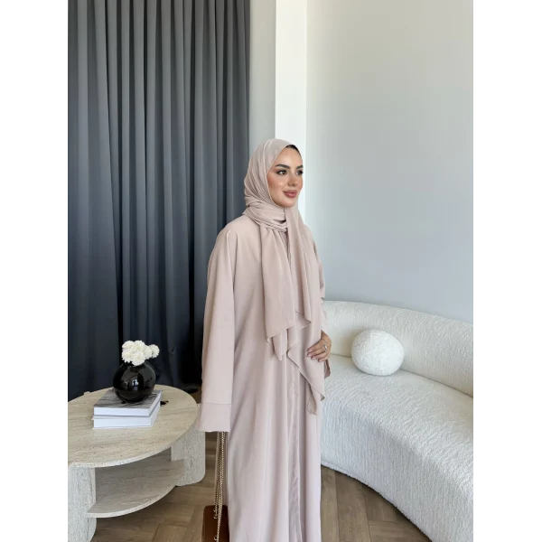 Pln - Arabic Şallı Abaya - Pudra