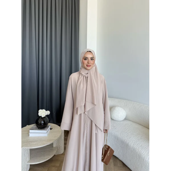 Pln - Arabic Şallı Abaya - Pudra