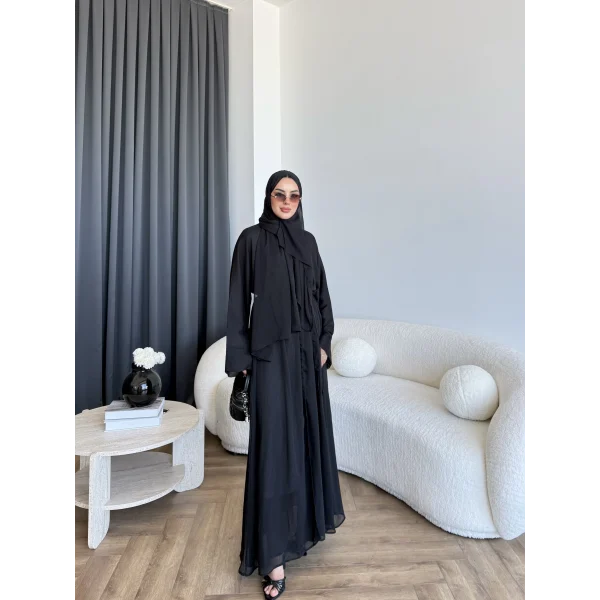 Pln - Arabic Şallı Abaya - Siyah
