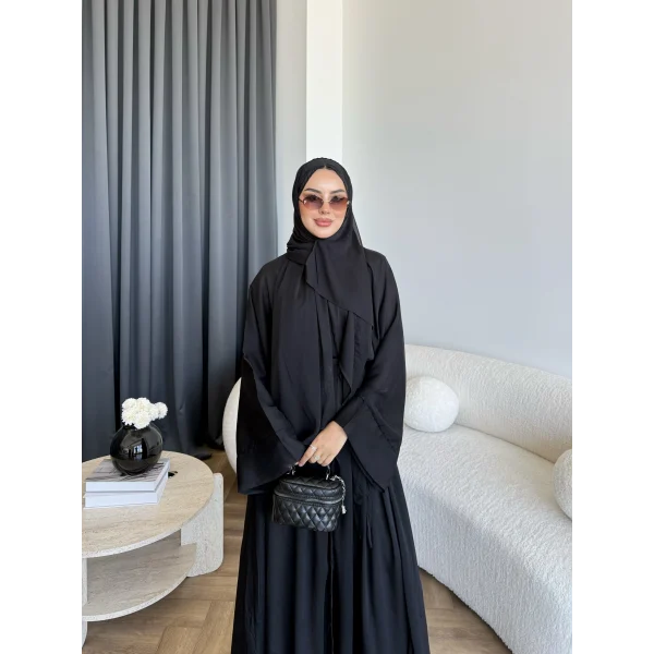 Pln - Arabic Şallı Abaya - Siyah