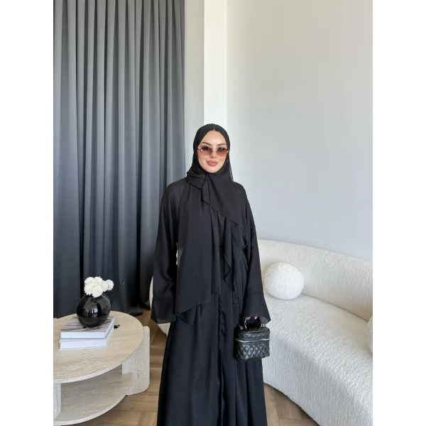 Pln - Arabic Şallı Abaya - Siyah