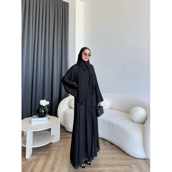 Pln - Arabic Şallı Abaya - Siyah