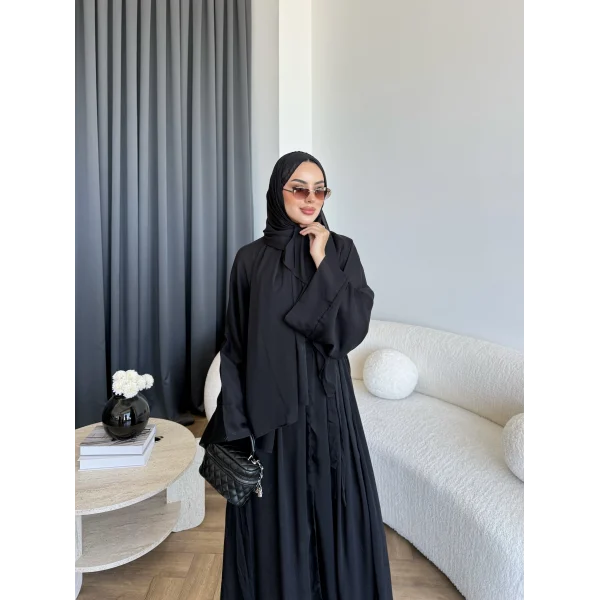 Pln - Arabic Şallı Abaya - Siyah