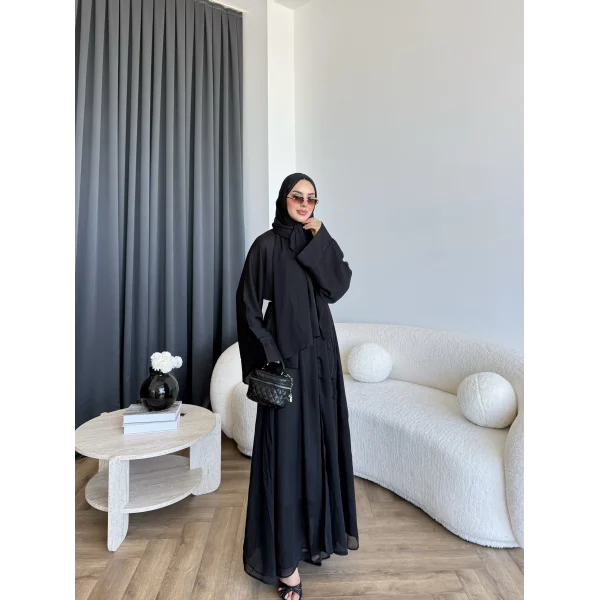 Pln - Arabic Şallı Abaya - Siyah