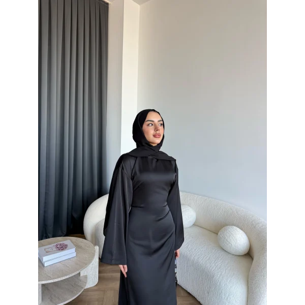 Pln- Aslıhan Saten Elbise - Siyah