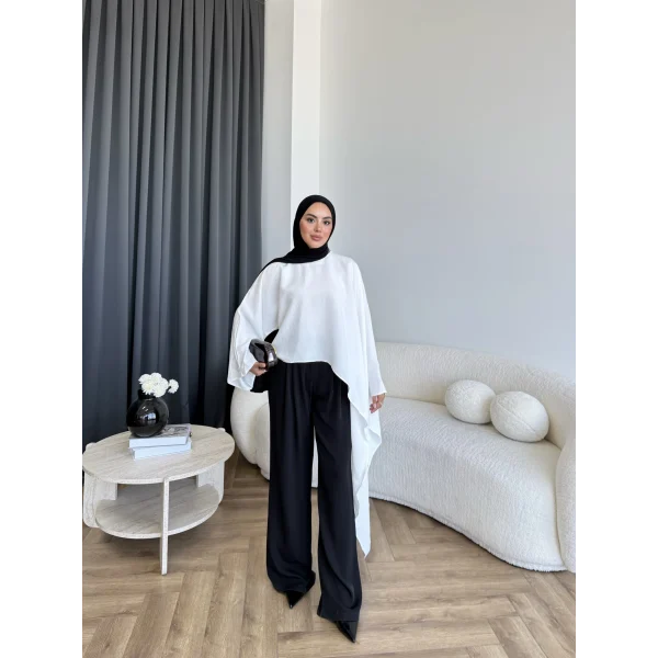 Pln - Bella Organik Keten Bluz - Beyaz