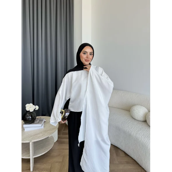 Pln - Bella Organik Keten Bluz - Beyaz