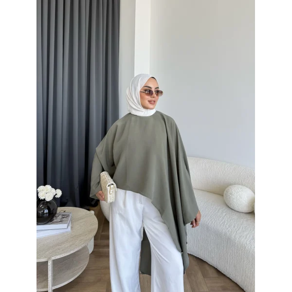 Pln - Bella Organik Keten Bluz - Haki