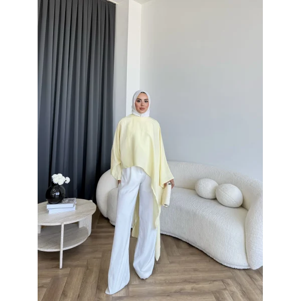 Pln - Bella Organik Keten Bluz - Sarı
