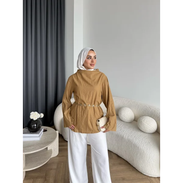 Pln - Crush Kumaşlı Bluz - Sarı