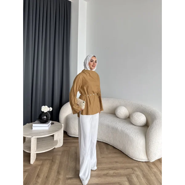 Pln - Crush Kumaşlı Bluz - Sarı