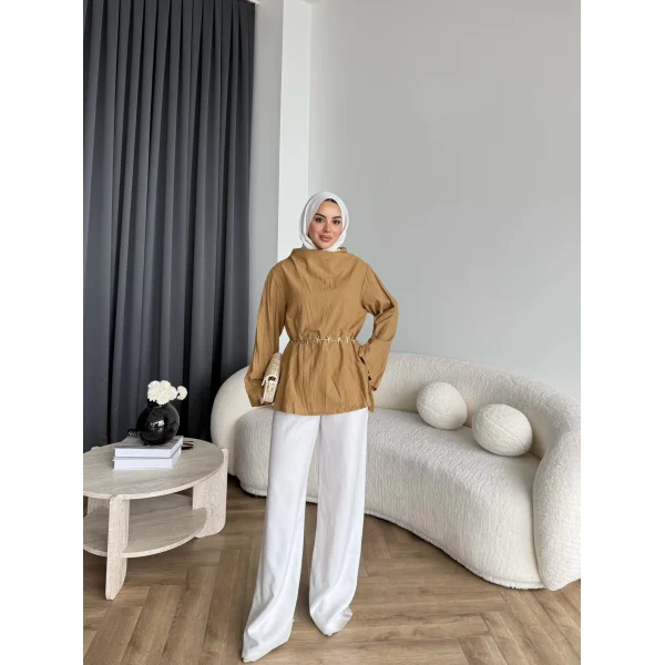 Pln - Crush Kumaşlı Bluz - Sarı