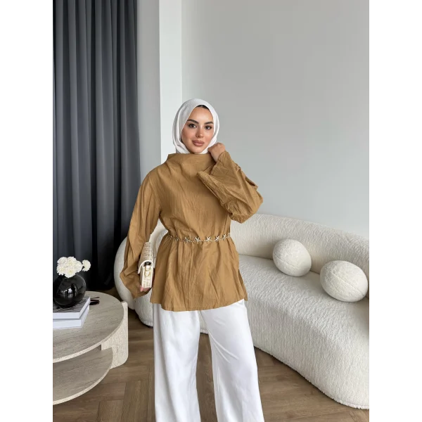 Pln - Crush Kumaşlı Bluz - Sarı