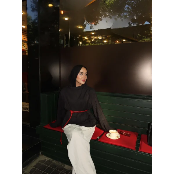 Pln - Crush Kumaşlı Bluz - Siyah