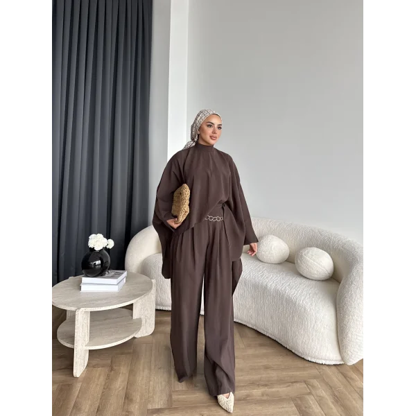 Pln - Julia Yarasa Kol Takım - Kahve