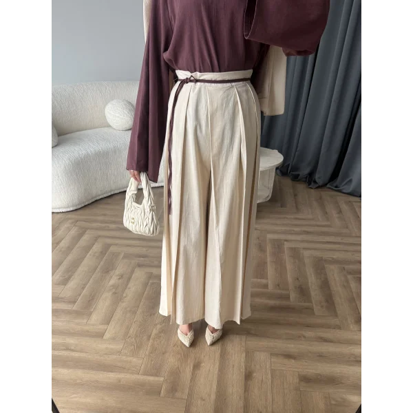 Pln - Keten Pantolon - Bej