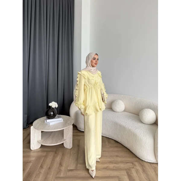 Pwn - Kante Fırfır Detay Takım - Sarı