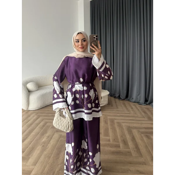 Pwn - Misia Etnik Desen Takım - Mor