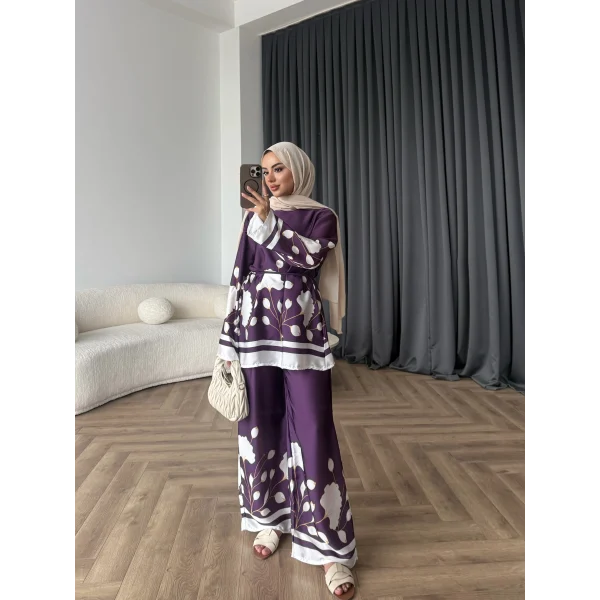 Pwn - Misia Etnik Desen Takım - Mor