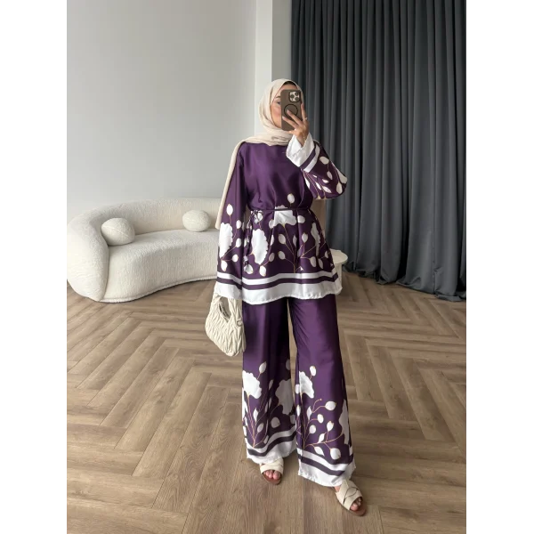 Pwn - Misia Etnik Desen Takım - Mor