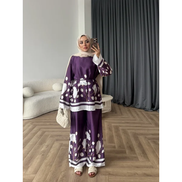 Pwn - Misia Etnik Desen Takım - Mor