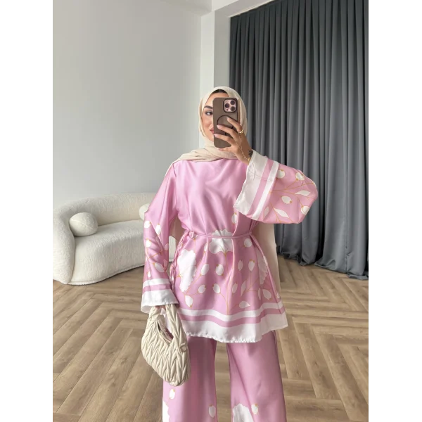 Pwn - Misia Etnik Desen Takım - Pembe