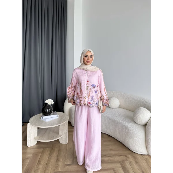 Pwn - Soya Çiçek Desen Takım - Pembe